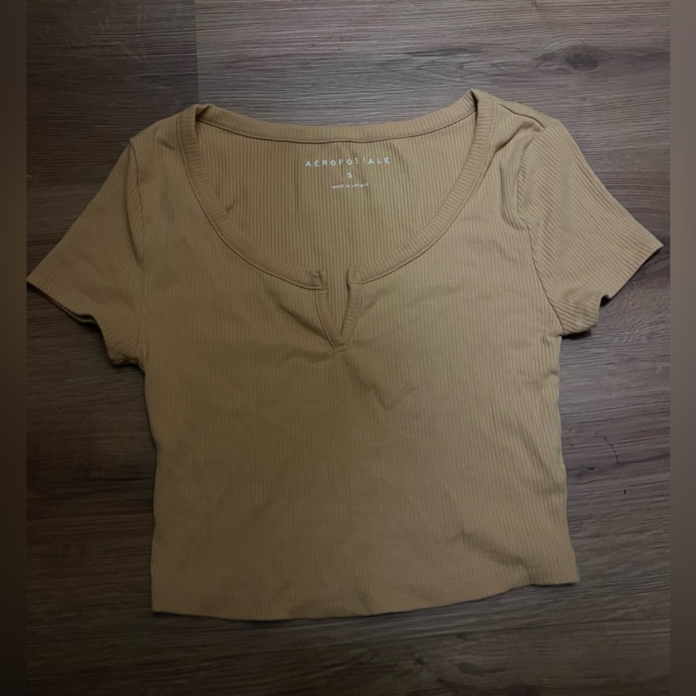 Aeropostale Women's Yellow Ribbed Crop Top